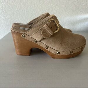 Steve Madden Beige Buckle Clog Mules